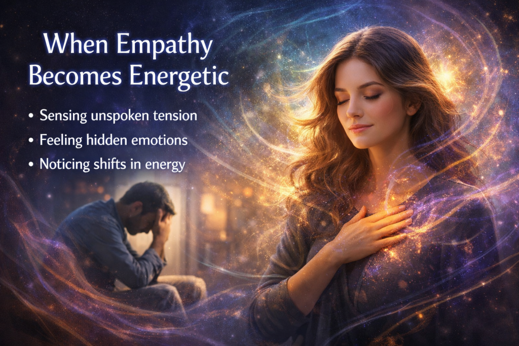 When empathy becomes energetic illustration showing empath sensing emotional and energy shifts