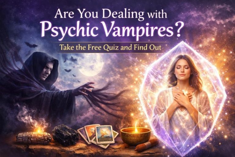 An empath surrounded by a glowing protective bubble, shielding themselves from dark, shadowy energy vampires attempting to drain their energy.